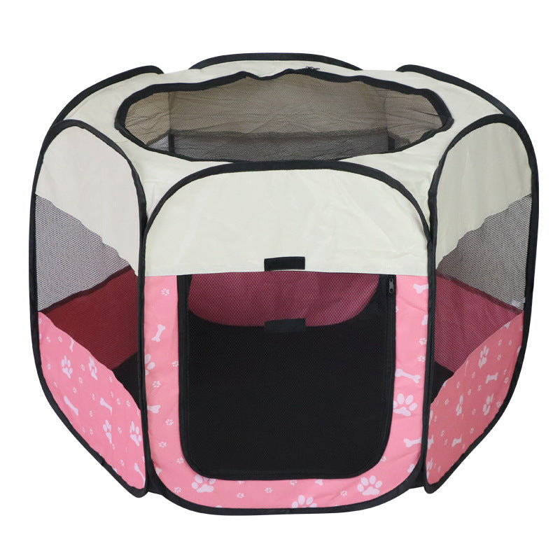 Light blue foldable octagonal pet playpen tent with carry bag, photo 18