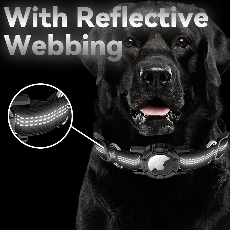 Nylon dog collar with waterproof AirTag holder case, tag not included, product image 2