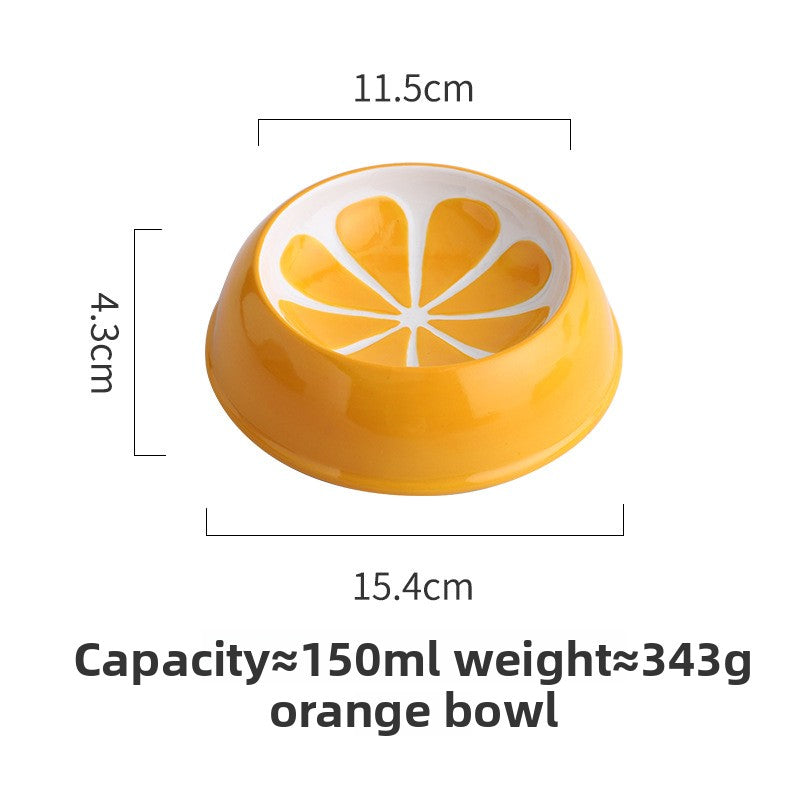 Ceramic Fruit-Shaped Pet Feeding Bowl with Anti-Spill Base in Small and Large Sizes