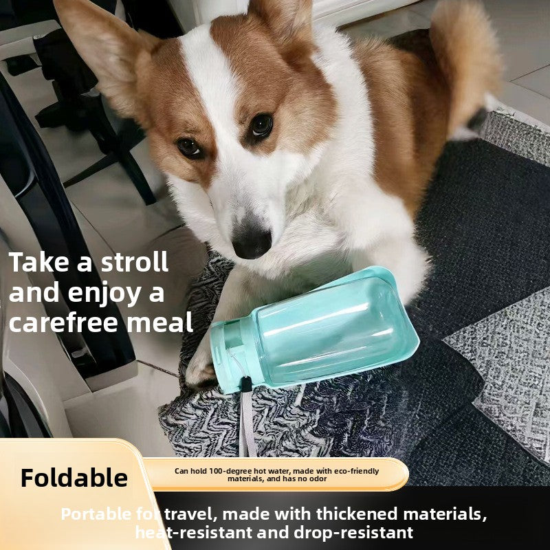 Portable Foldable Pet Water Bottle, 500ml Collapsible Leakproof Bottle for Walks and Trips