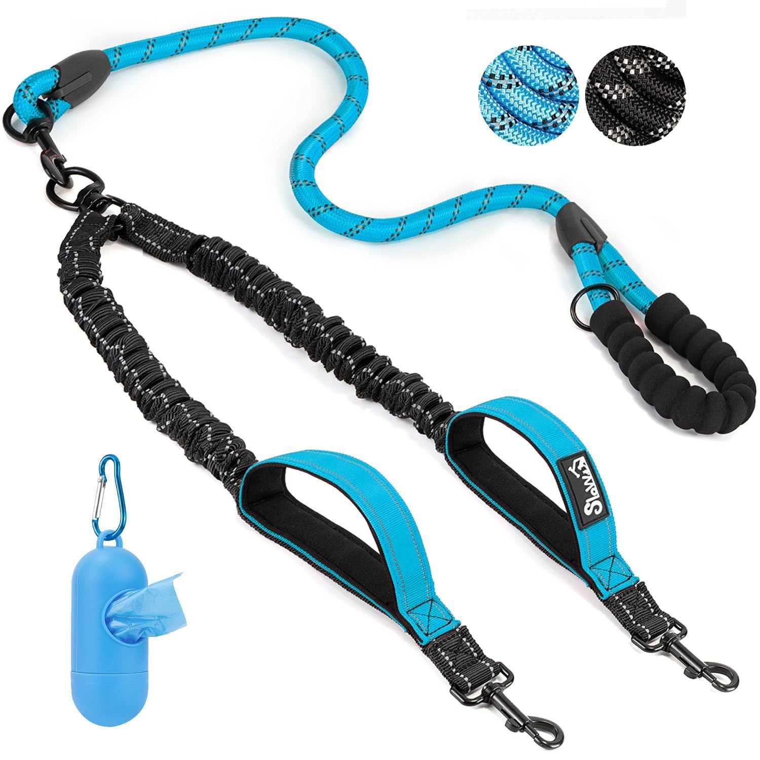 Double dog lead coupler in 4 colour options