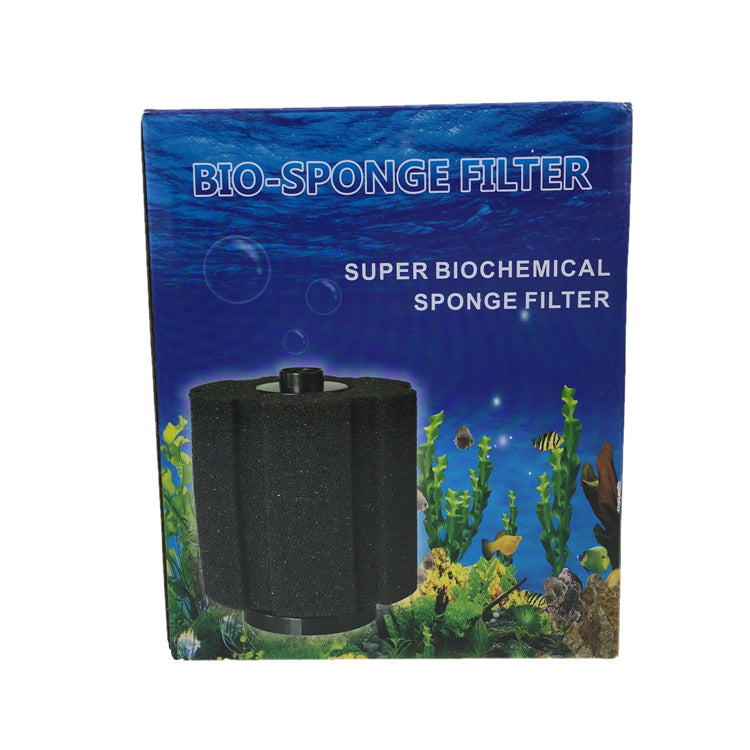 Cylindrical biochemical sponge filter in an aquarium, view 11