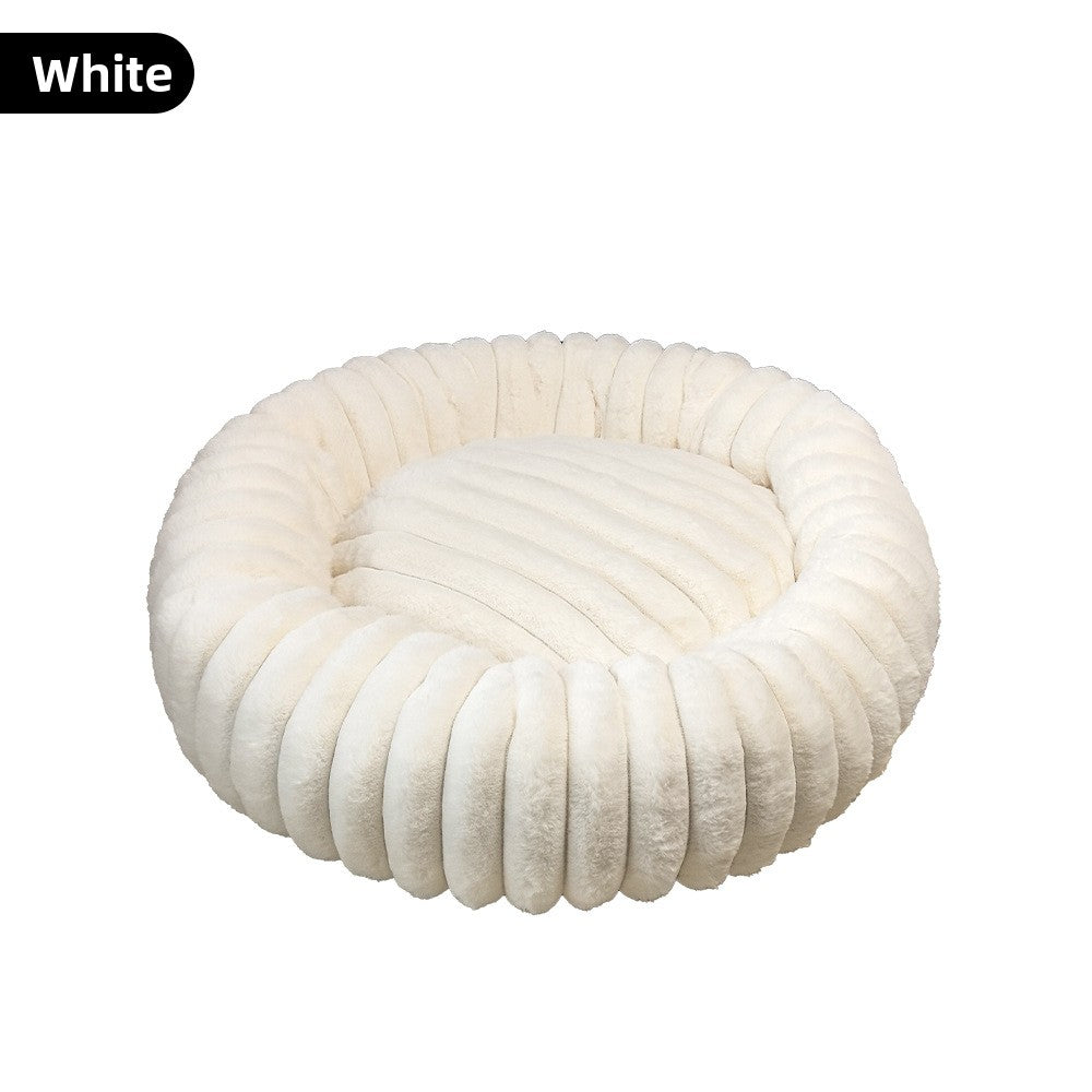 Round Plush Calming Bed for Dogs, Cats and Rabbits, 40-120cm