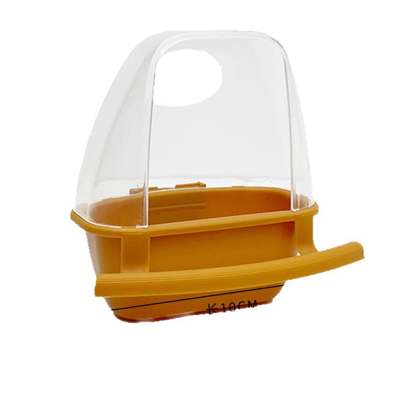 Green splash proof hanging bird feeder inside cage, view 5