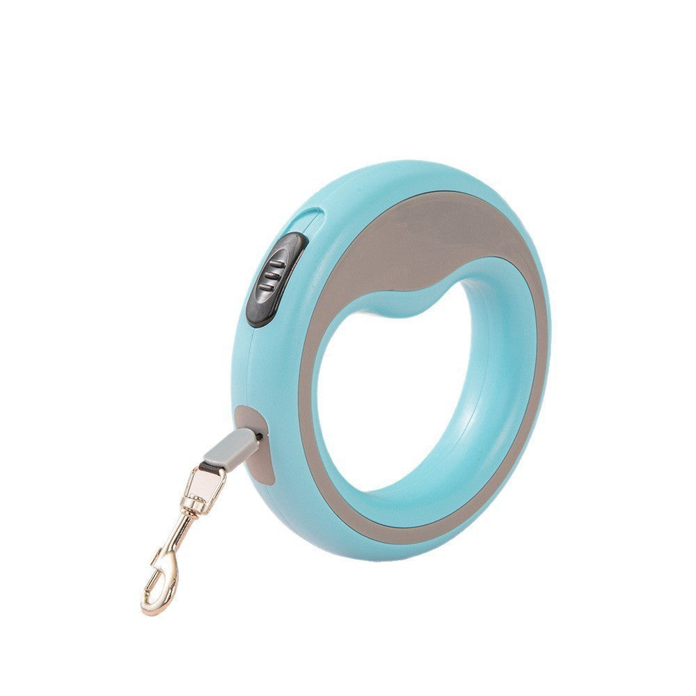 Retractable dog lead with built in poo bag dispenser and 5m tape