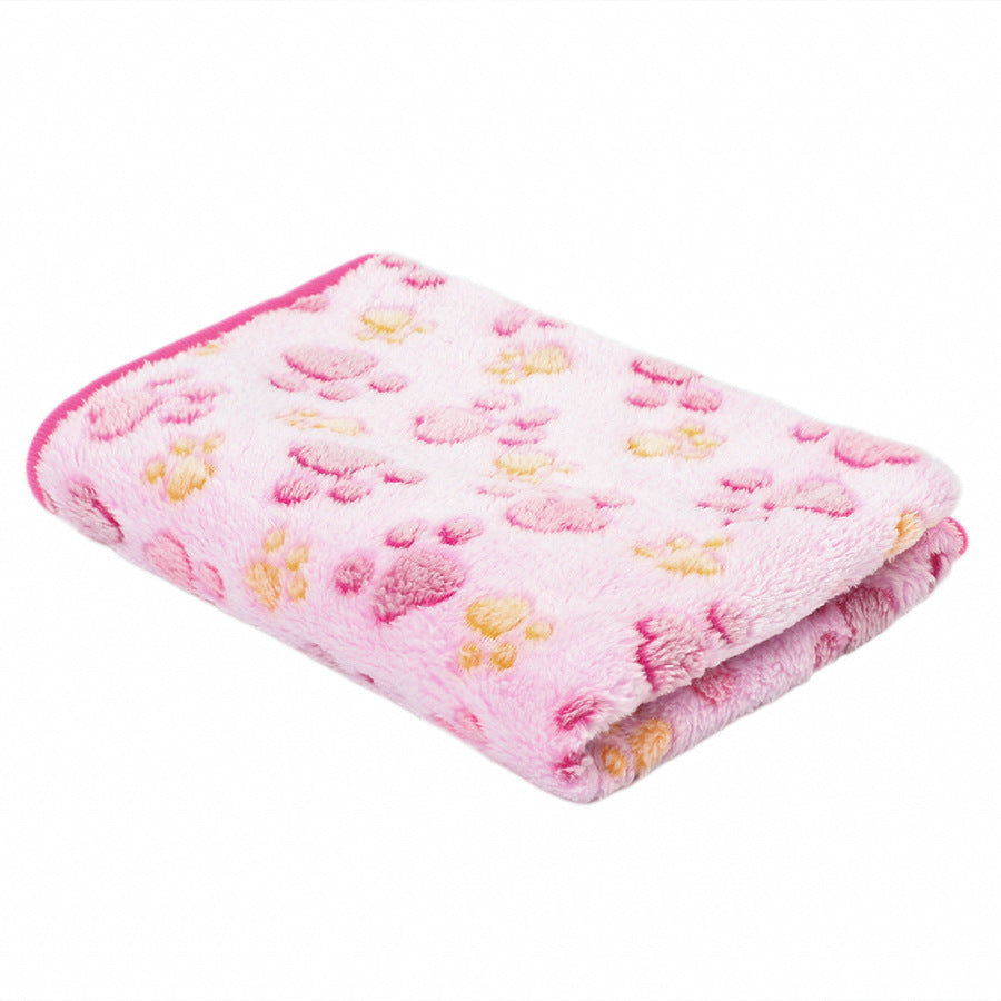 Coral fleece pet blanket with print in Pink Paw, size 76 x 104cm