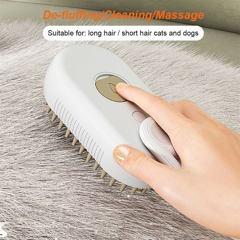 3-in-1 Electric Steam Spray Cat Brush for Loose Fur and Mats