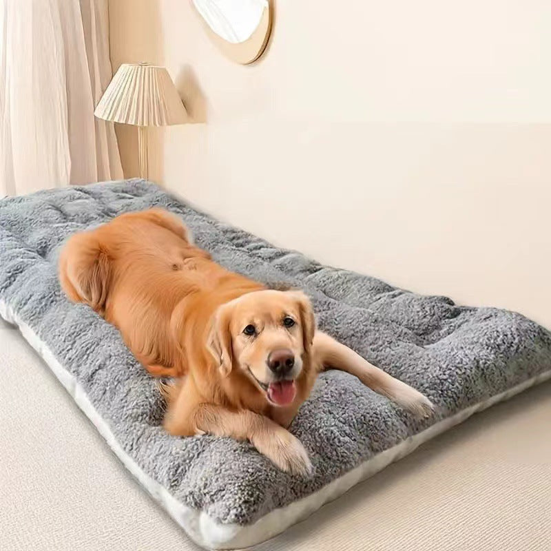 Extra thick fleece-lined dog bed mat, alternative angle view