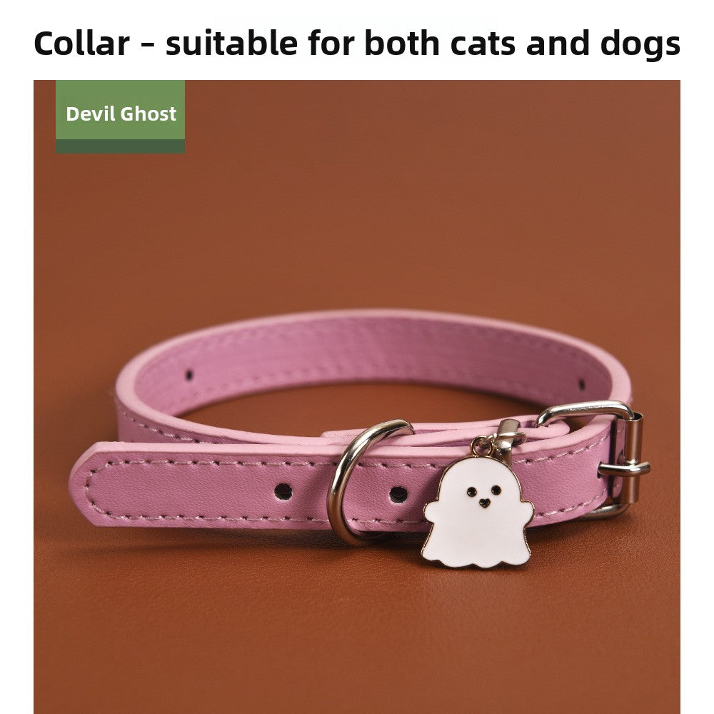 Halloween pumpkin and ghost dog collar, available from Pet Royale UK