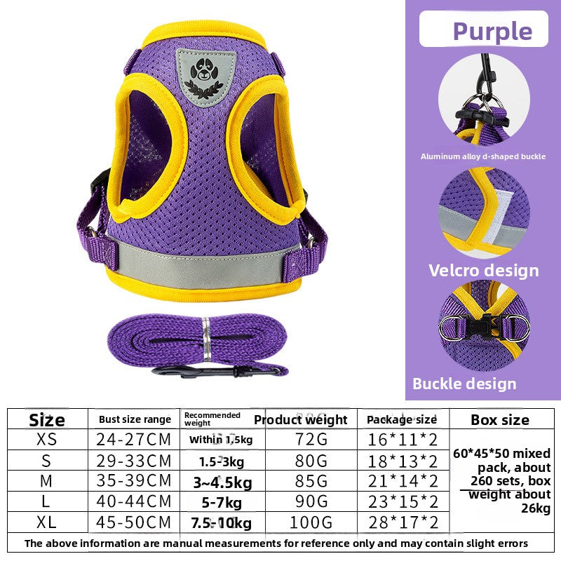 Breathable mesh harness and lead set for cats and small dogs in purple, view 8