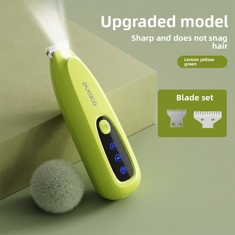 Thumb-Grip Pet Hair Clipper with Wide Blade Head, Quiet USB Kit