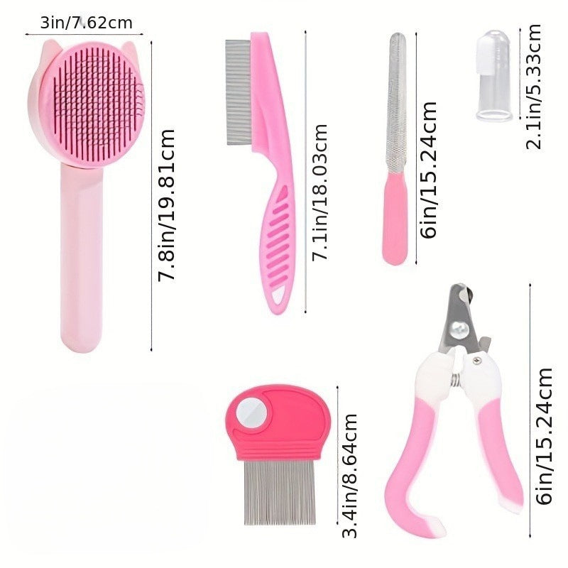 8-Piece Stainless Steel Pet Grooming Kit with Nail Clippers