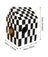 Corrugated cardboard cat nest house with checkerboard print design, view 8