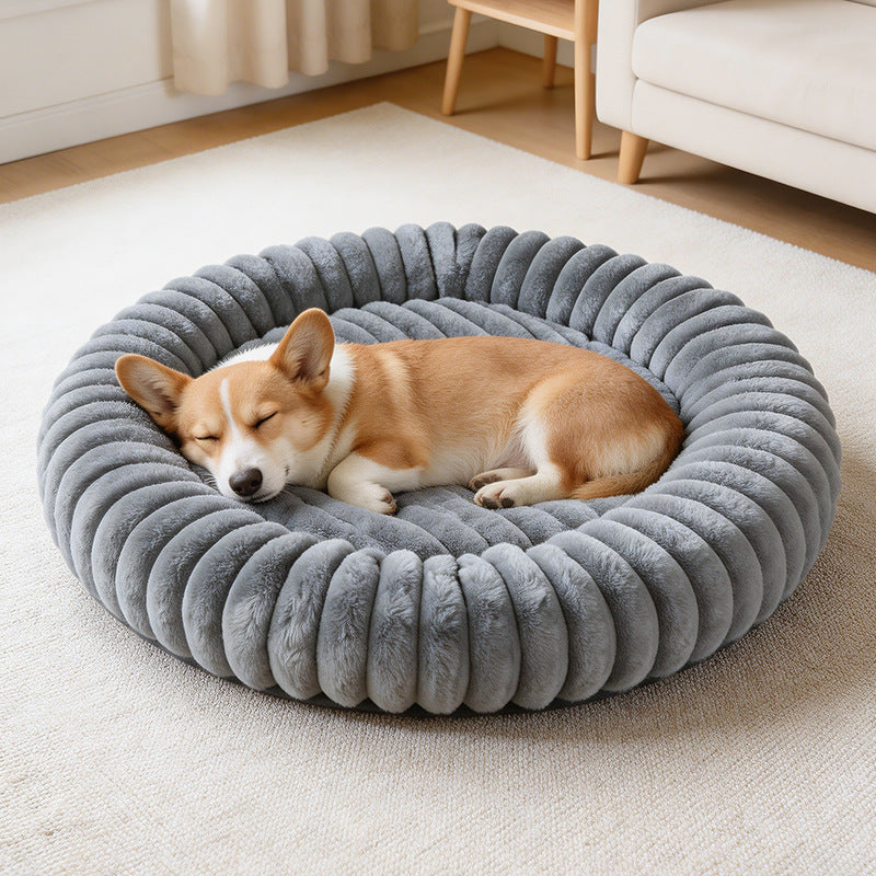 Round Flannel Pet Bed Cushion with PP Cotton Filling