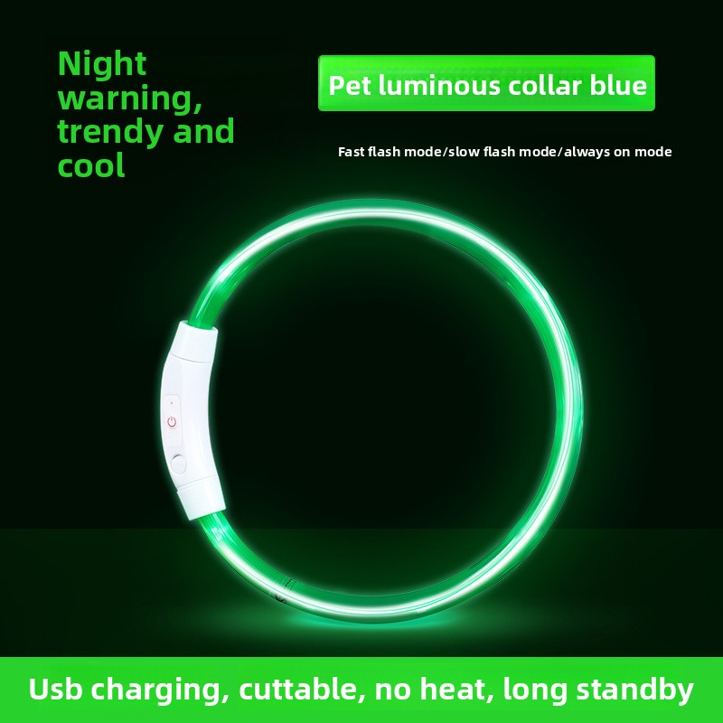 Rechargeable glowing LED dog collar for night walks, view 32