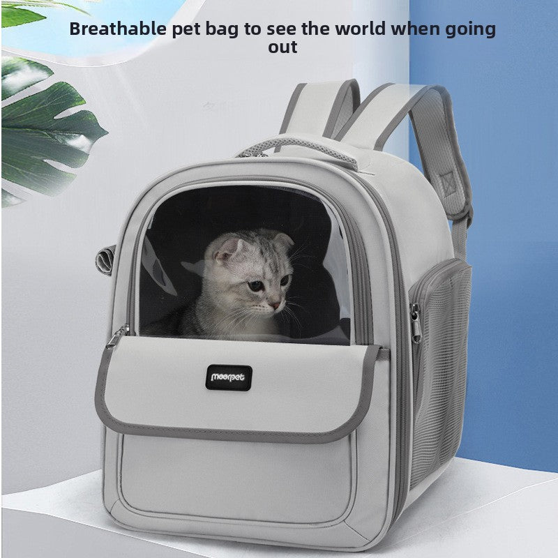 Grey Oxford cloth pet carrier backpack for small dogs, photo 2