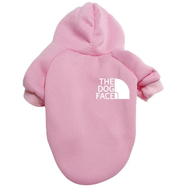 Dog face print sweatshirt for dogs in Pink, close-up detail