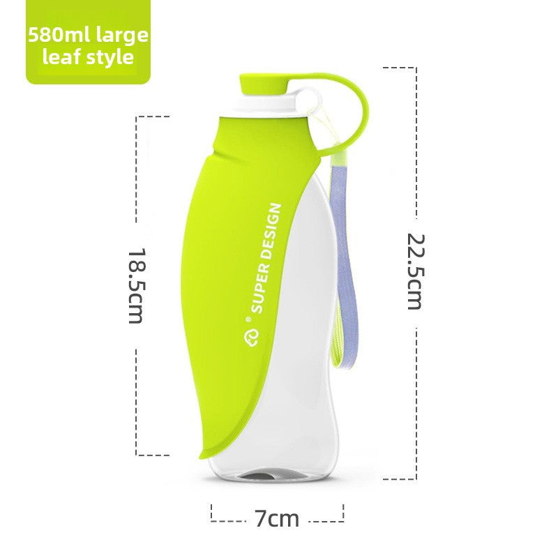Leaf Shaped Foldable Silicone Pet Drinking Cup 580ml for Dogs and Cats on Outdoor Trips