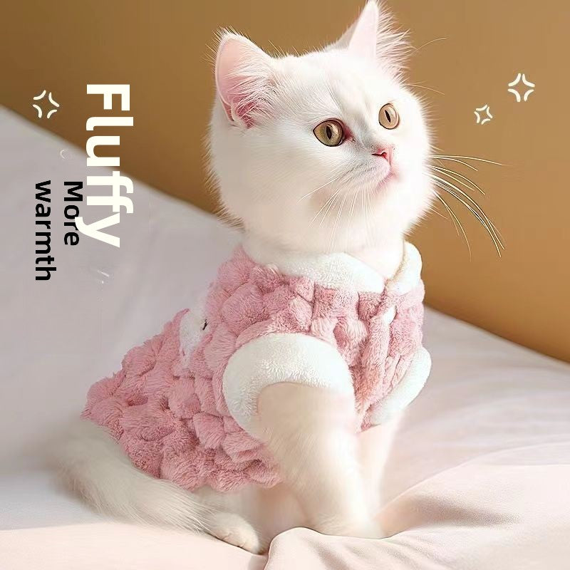 Soft velvet pet vest for small dogs and cats in Pink, front view
