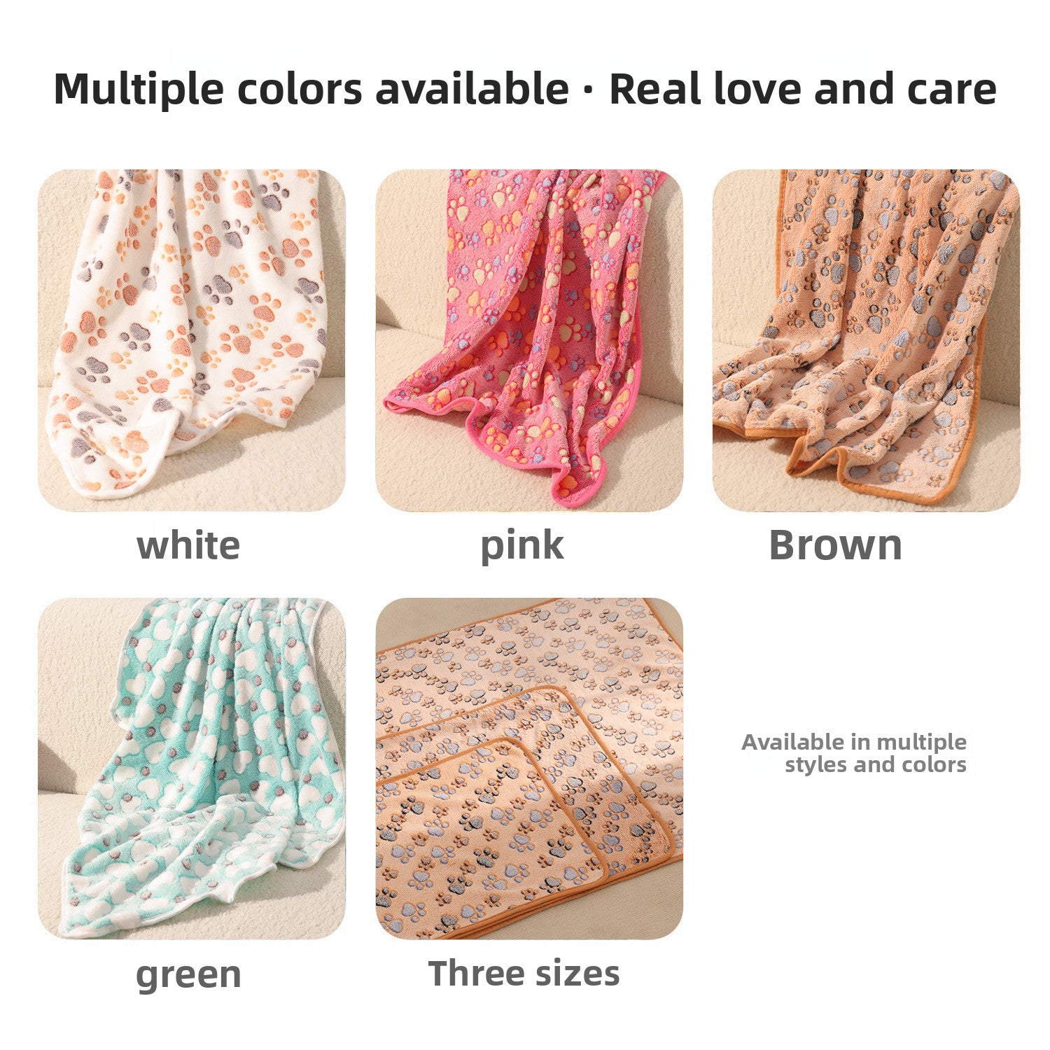 Soft coral fleece dog blanket mat with heart pattern on the floor, photo 4