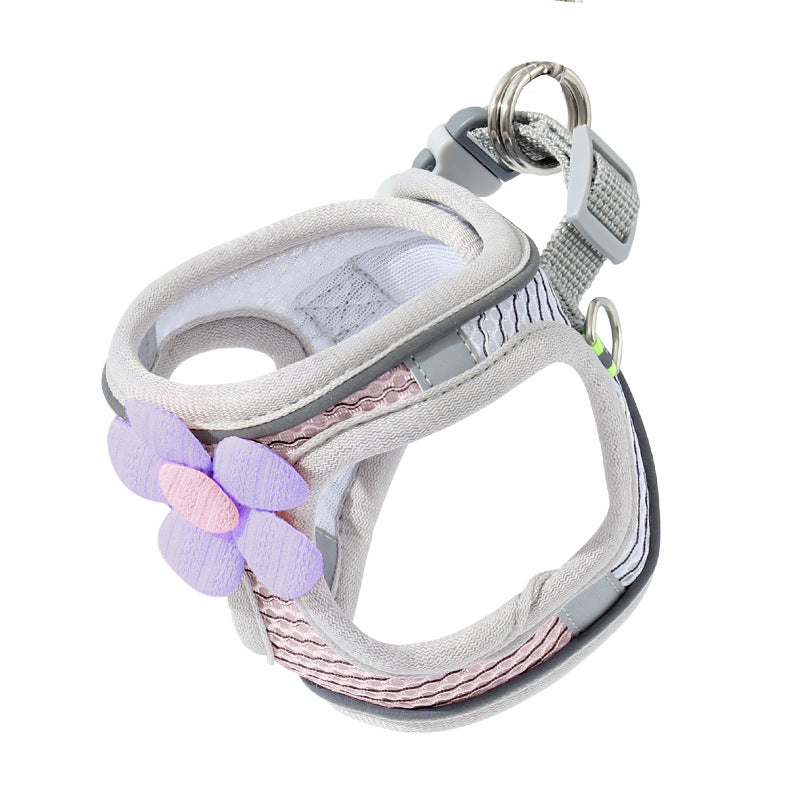 Pink floral mesh vest harness for cats and small dogs, view 11