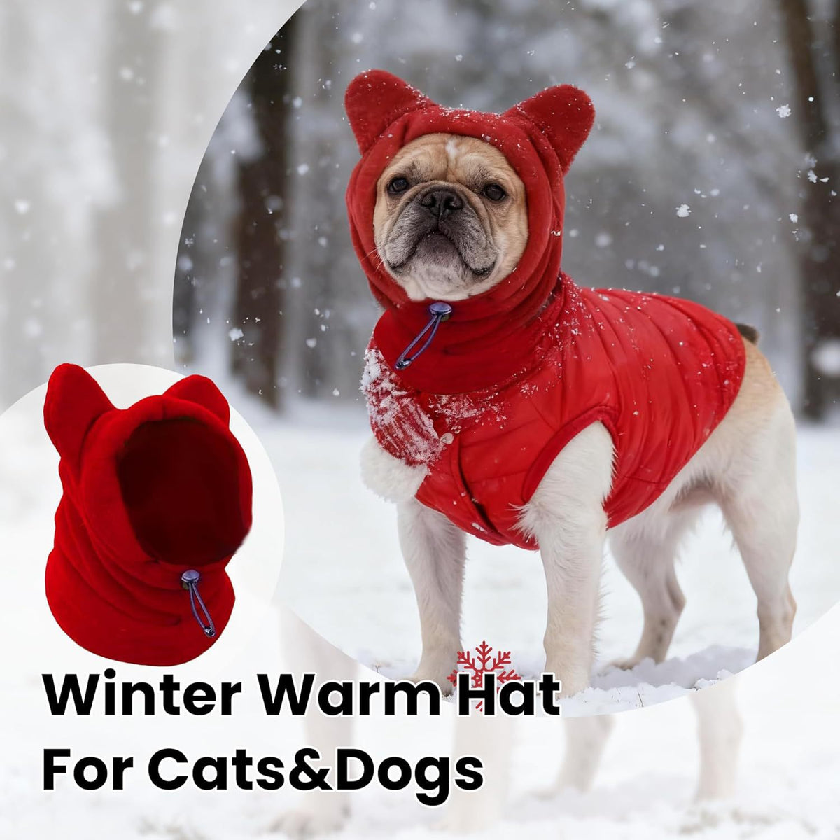 Windproof dog winter hood snood and neck warmer, product image 2