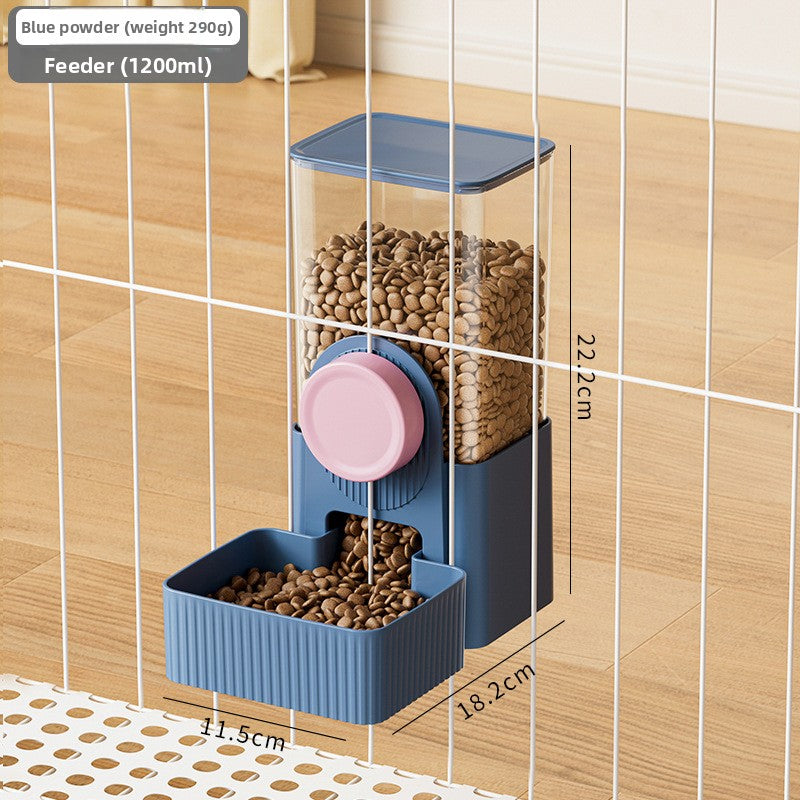 Hanging gravity pet feeder and water dispenser for cages in two tone colours, view 12
