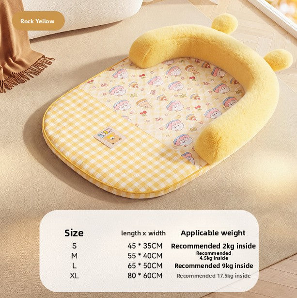 Open Dog Kennel Mat with Cute Print, Warm Spacious Bed