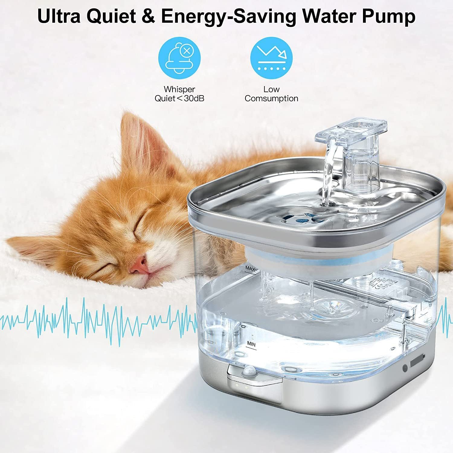 Wireless Smart Stainless Steel Pet Water Dispenser with Infrared Sensor and Filter