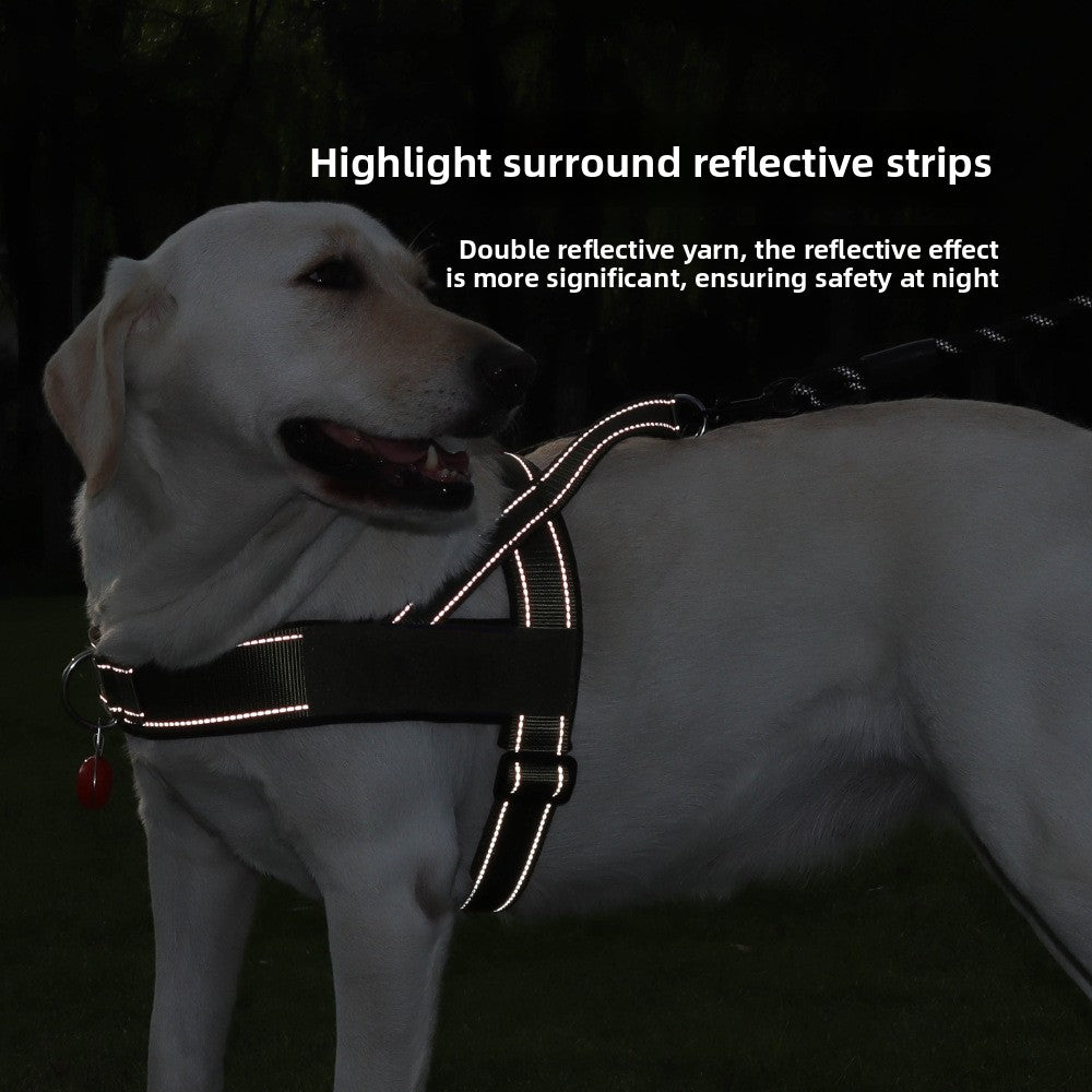 Tactical dog harness with matching reflective lead in black