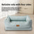 Removable washable linen dog bed with raised edges in light grey