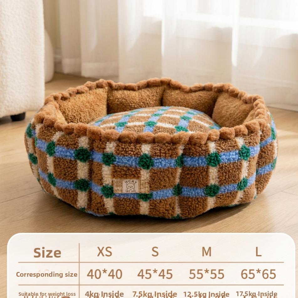 Open Dog Kennel Mat with Cute Print, Warm Spacious Bed
