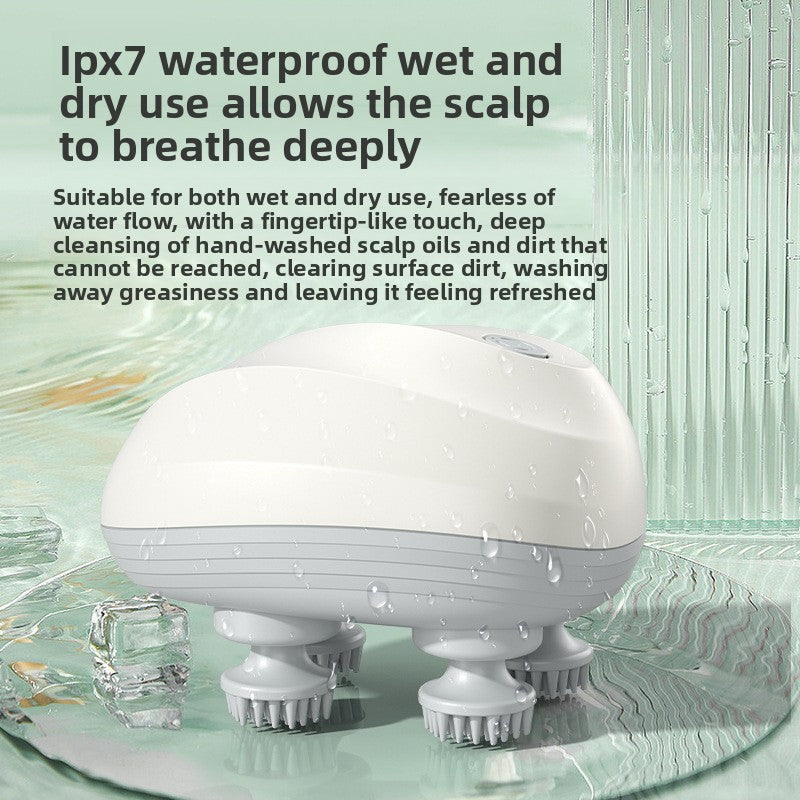 White electric octopus pet massager brush with soft bristles, photo 3