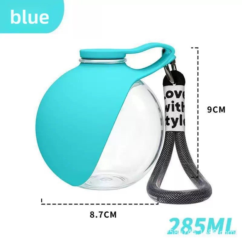 Portable Foldable Pet Water Bottle with Attached Bowl and Hook for Walks