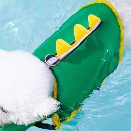 Small dog swim vest life jacket in yellow with wings, view 3
