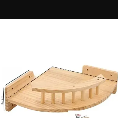 Wall-mounted pine cat climbing shelves with bed, photo 8 of 8