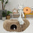 Grey donut tunnel plush cat bed with hanging ball, view 1