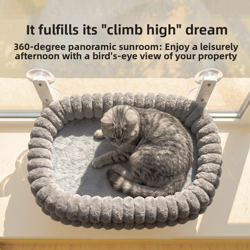 Window Mounted Cat Bed with Suction Cups, Warm Plush Perch