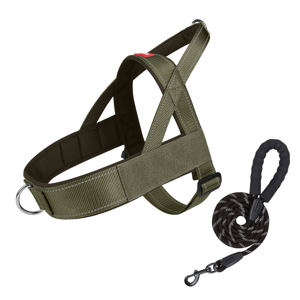 Tactical no escape dog harness in khaki on a large dog