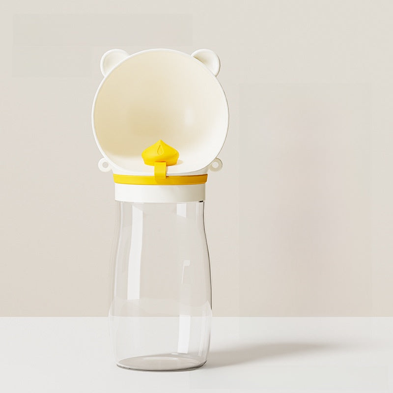 Portable dog water bottle in food-grade ABS, showing size and shape