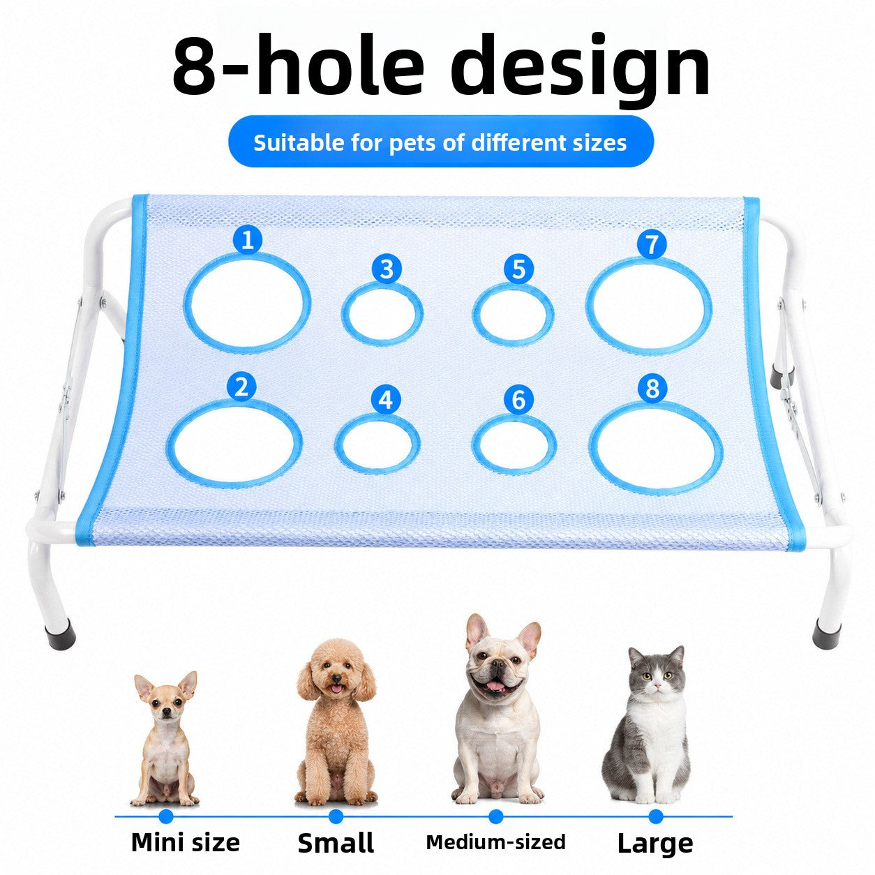 Blue detachable pet grooming table with metal frame, photo 2