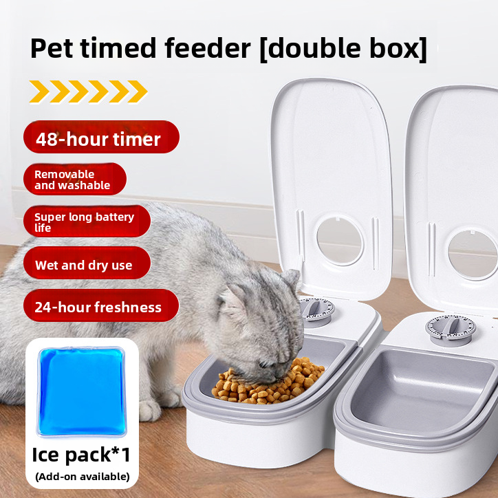 Smart Automatic Pet Feeder with Timed Single or Double Meal Dispensing and Ice Pack Option