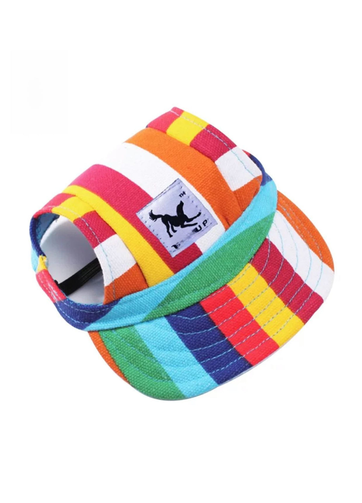 Canvas dog baseball cap for sun protection in Camouflage, in use with a pet