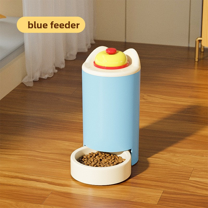 Automatic Gravity Pet Food Feeder and Water Dispenser in Yellow, Blue or Pink with Bell