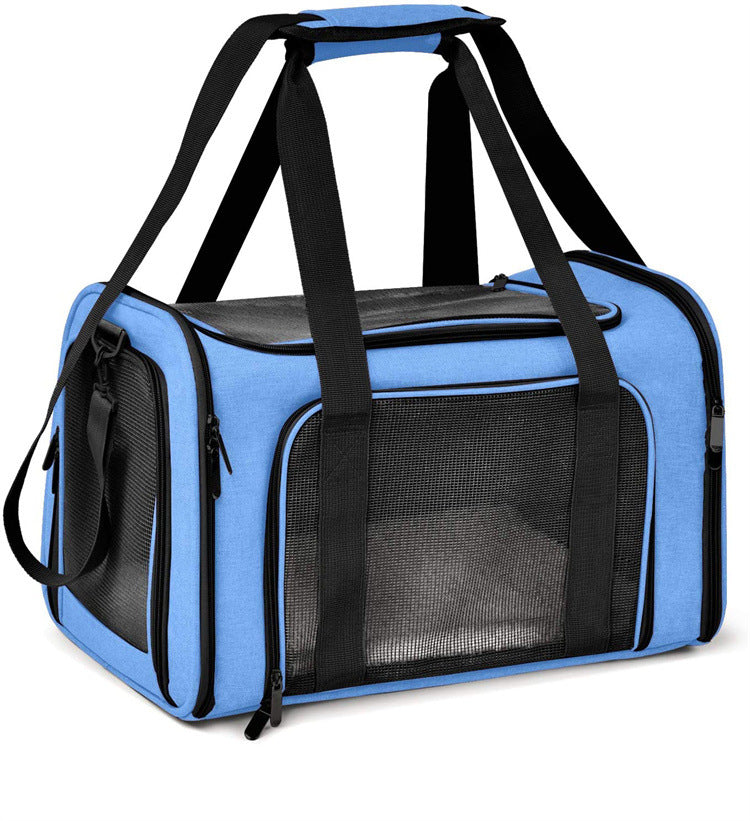 Black breathable mesh pet carrier bag with geometric pattern, photo 15