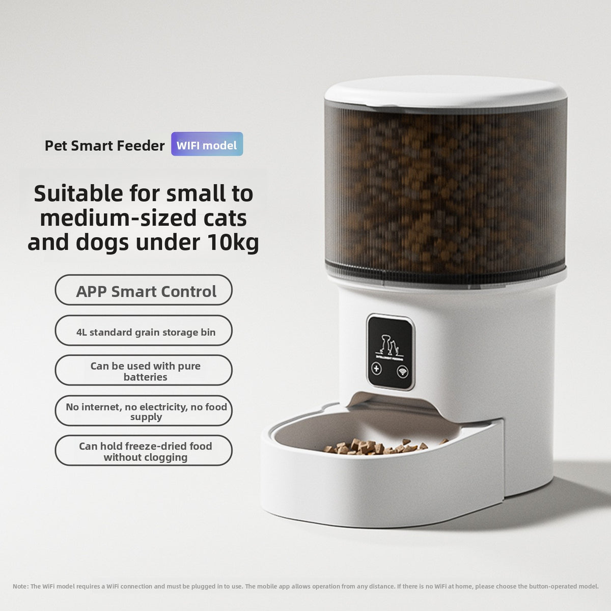 Automatic Pet Feeder with Wi-Fi Remote Control, Timed Feeding and Portion Control