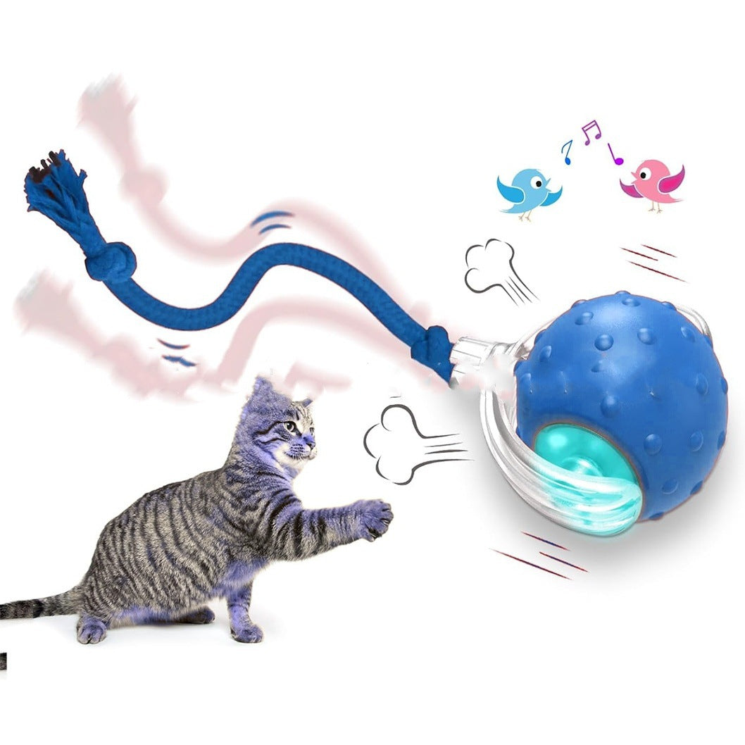 Red automatic rolling cat toy ball with dragonfly tail, photo 10