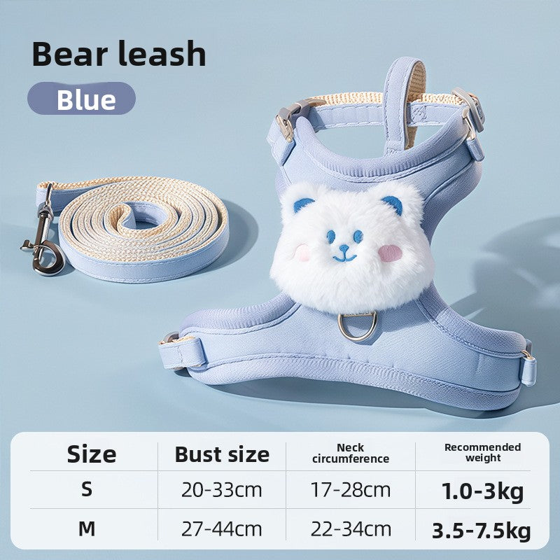 Adjustable blue cat harness and lead set with breakaway buckle