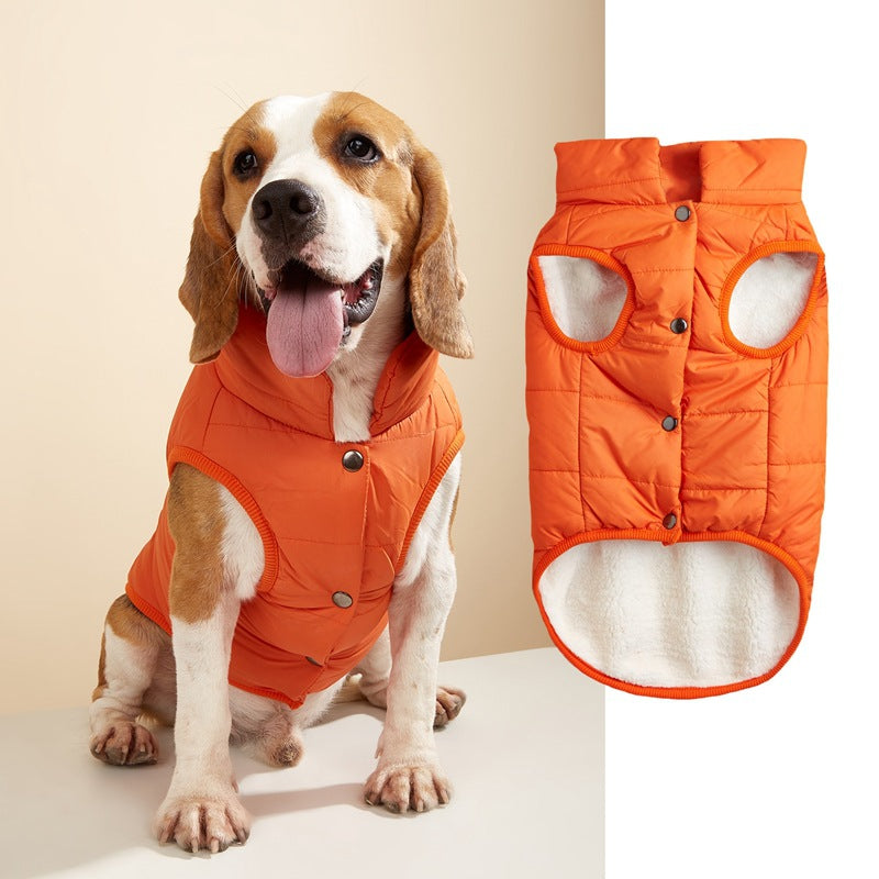 Padded button up dog vests in eleven colours