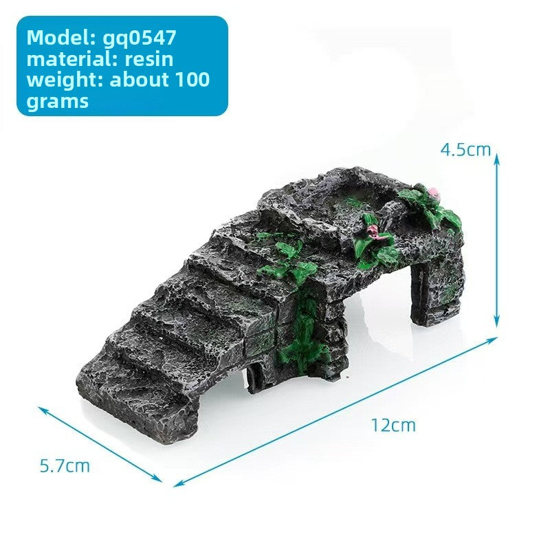 Resin rock turtle basking platform and reptile hide in Style BQ0547
